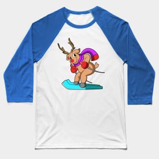 Reindeer as Skier with Skis Baseball T-Shirt